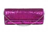 Evening Bag - Sequined Clutch - Fuchsia - BG-90955FU